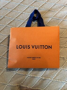 Louis Vuitton Orange Shopping Bag with Deep Blue Handles